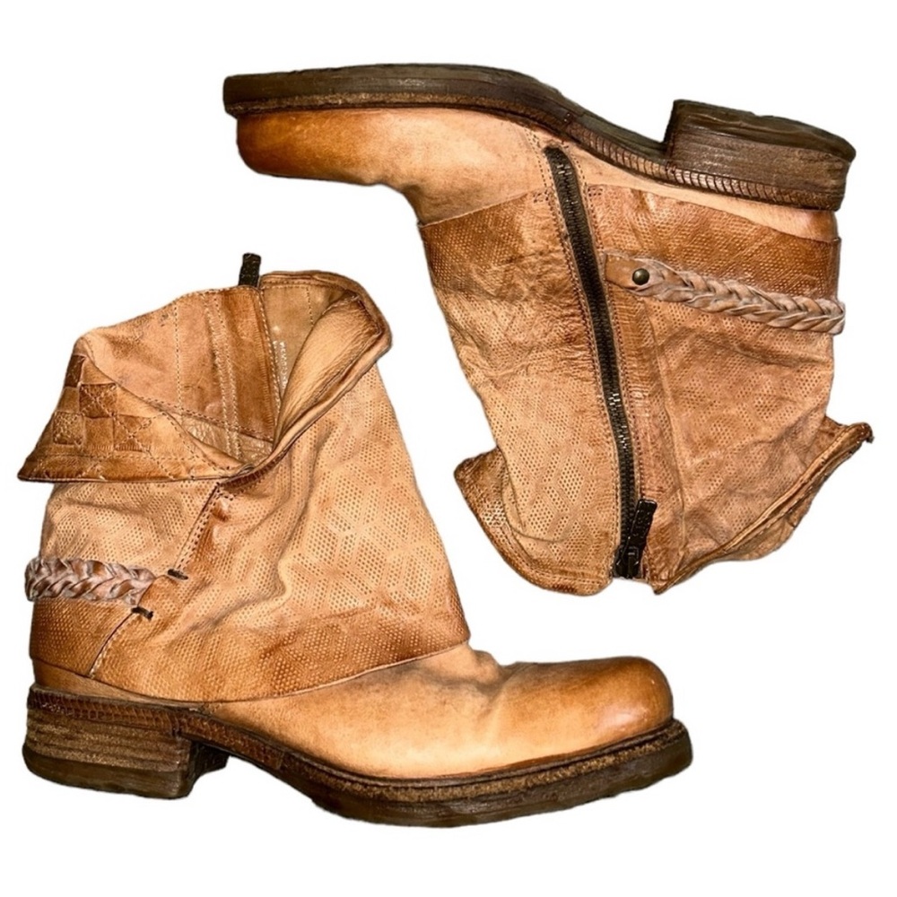 AS 98 Springer Slouchy Tan Leather Ankle Boot Size 40/ US Women’s 9 - Picture 2 of 16